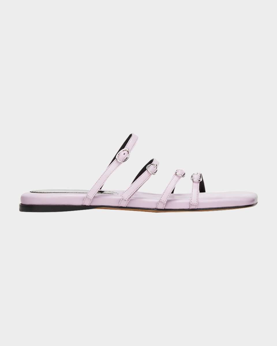 Square Buckle Flat Slide Sandals